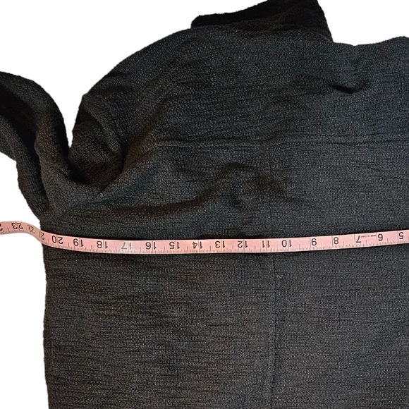 Steve Madden Black Slub Knit Open Cardigan Sweater Jacket Sz Large Shawl Collar - Picture 14 of 14